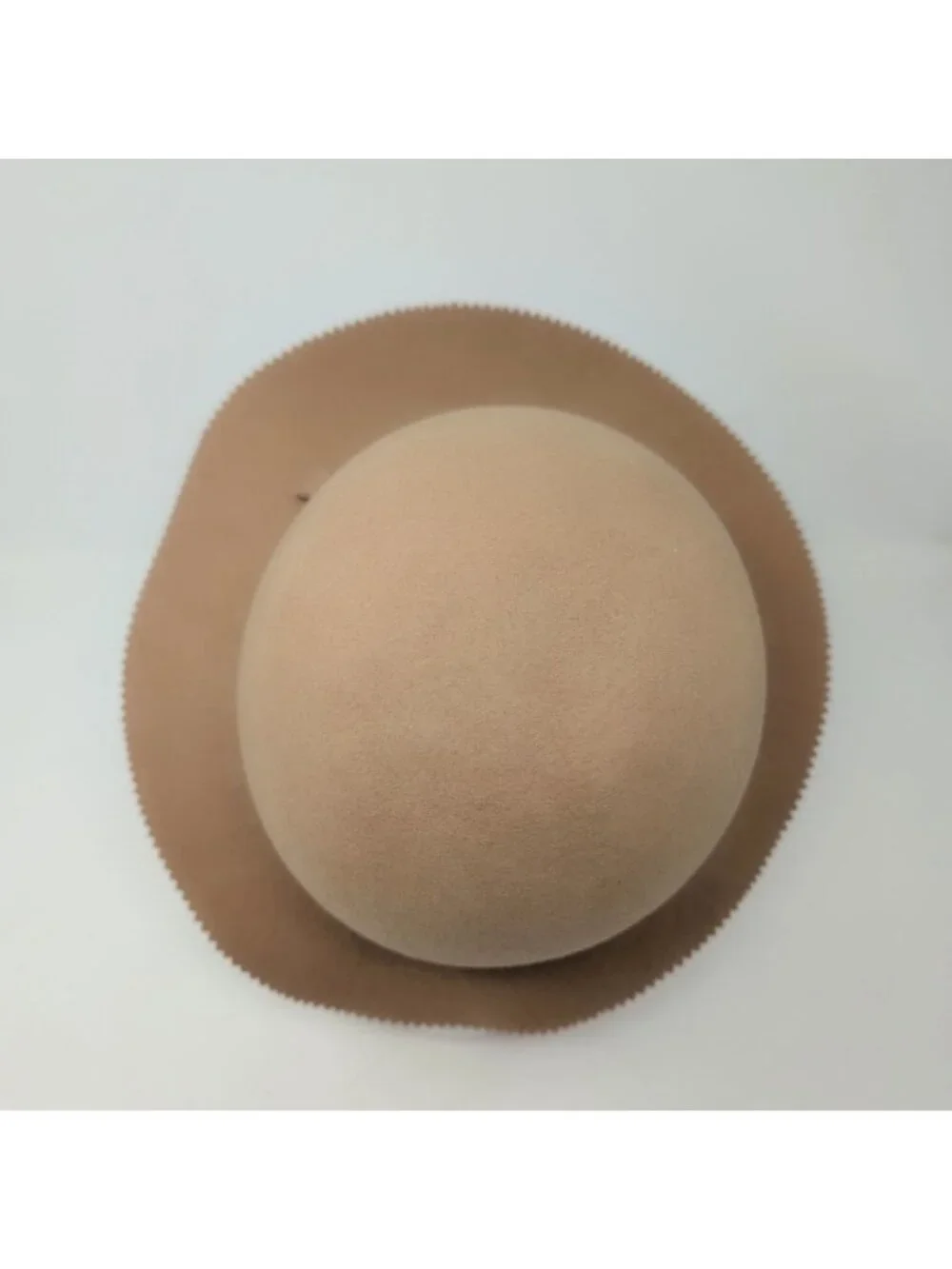 Vintage 60s Pappagallo Tan Hat Cloche Felt Wide Brim
